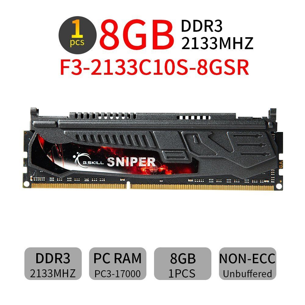 G.SKILL SNIPER 8GB DDR3 OC 2133MHz PC3-17000U 240Pin DIMM Desktop Gaming Memory
