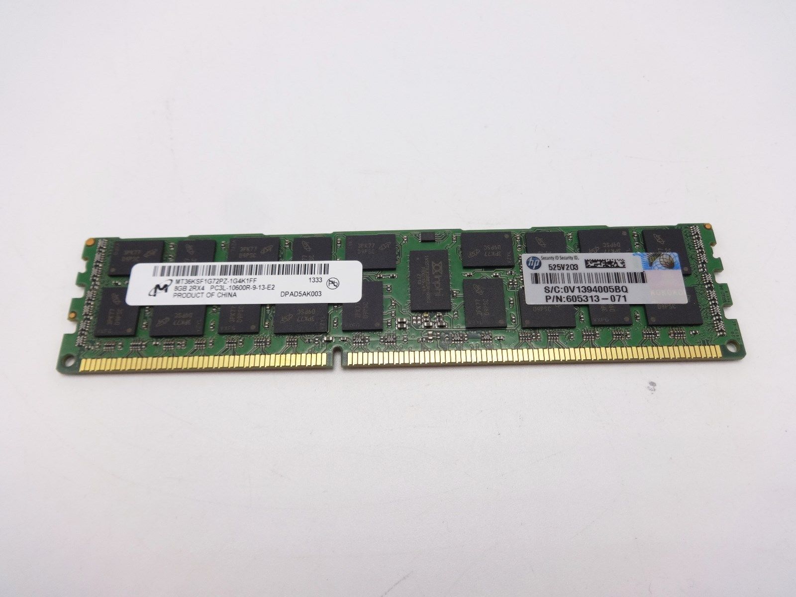 HP 604506-B21 8GB 2Rx4 PC3L 10600R Memory Dimm 605313-071 for Server