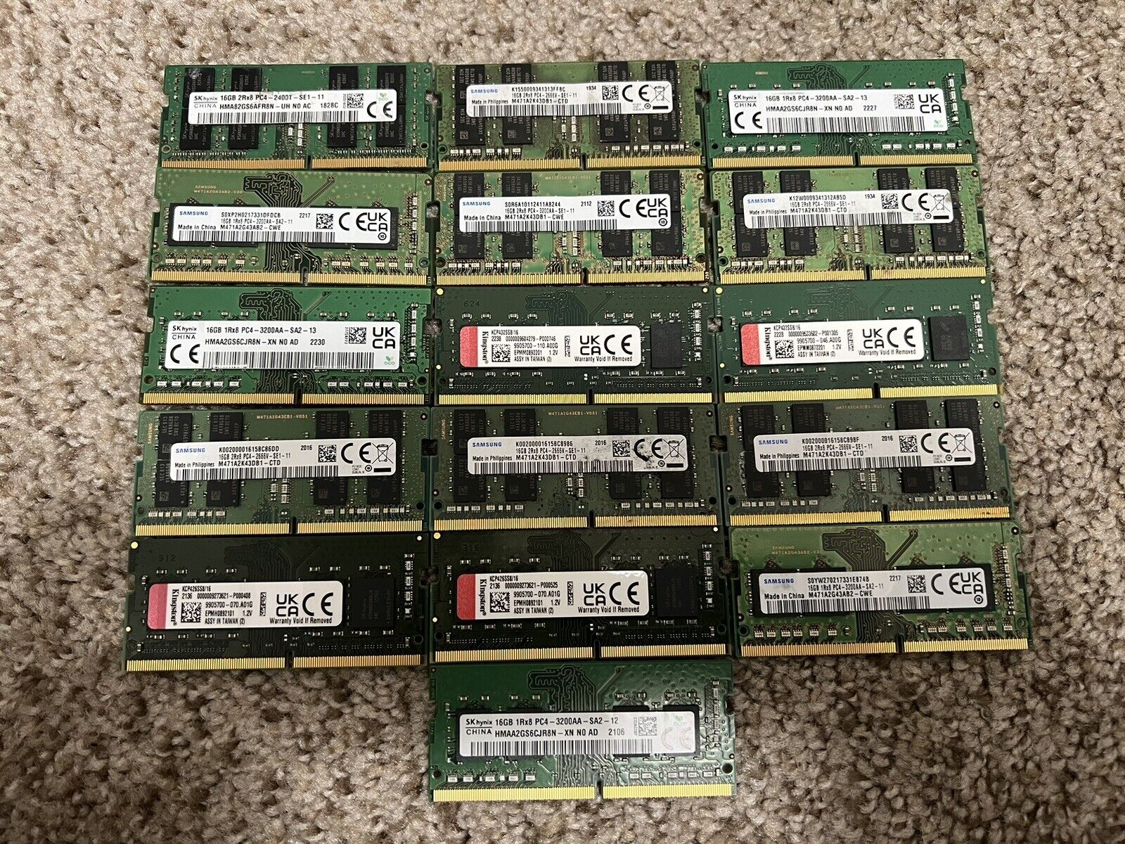 (Lot Of 16) 16gb ddr4 laptop memory