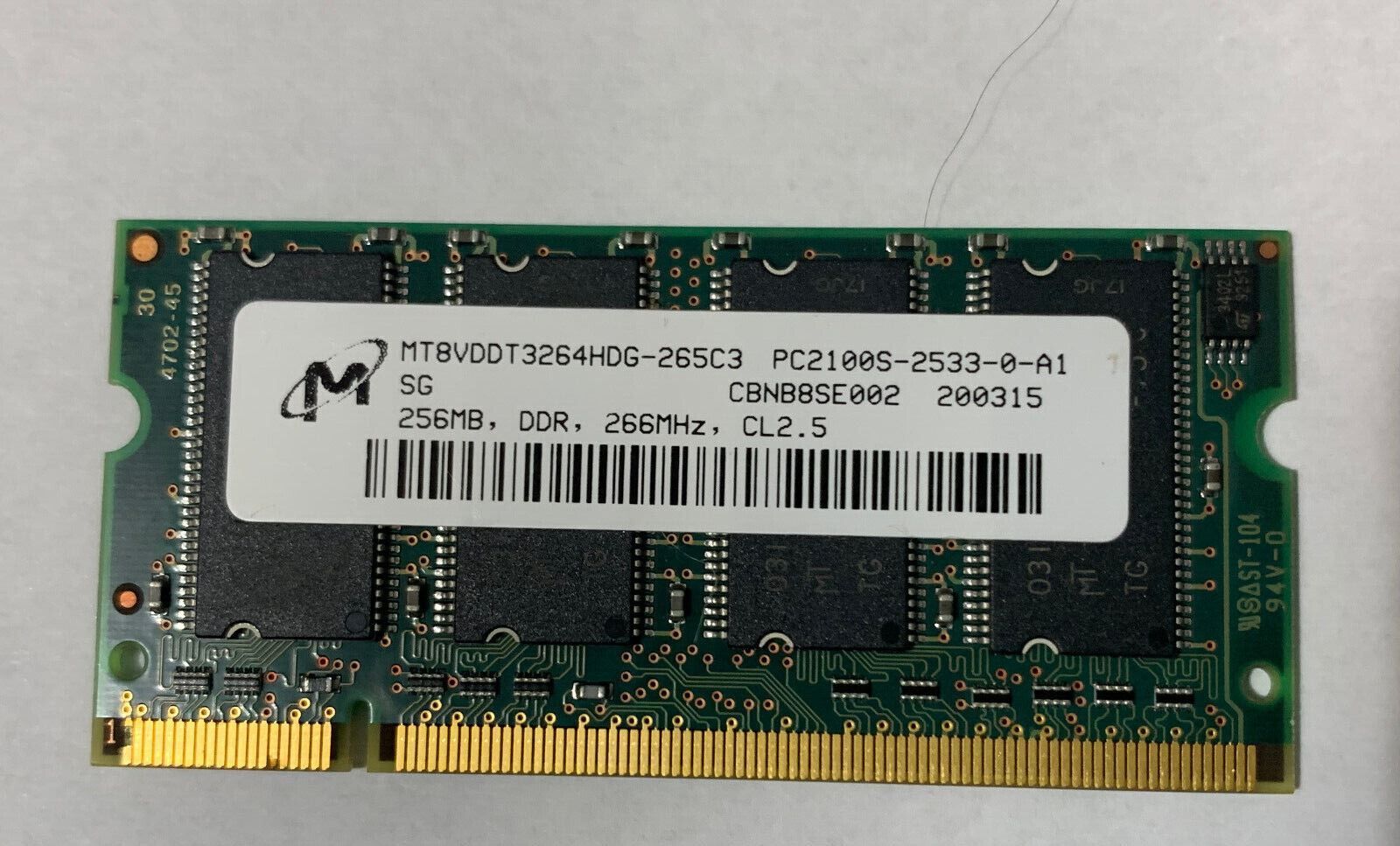 IBM 256 MB SO-DIMM 266 MHz DDR Memory (10K0031) Vintage Thinkpad R50 PC2100s