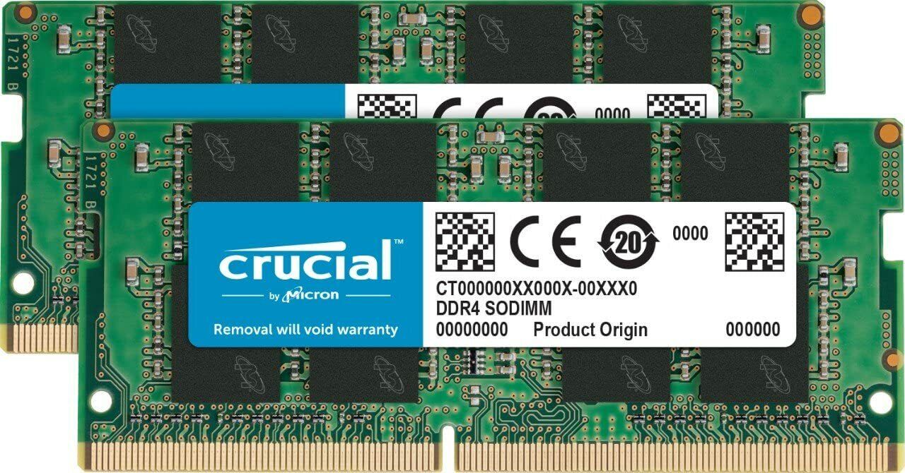 Crucial 32GB KIT 2 x 16GB DDR4 3200MHz PC4-25600 SODIMM Memory CT2K16G4SFRA32A
