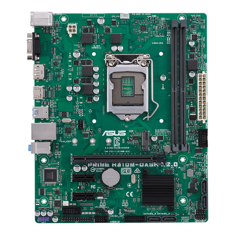 ASUS PRIME H310M-Dash R2.0  8th gen LGA-1151 DDR4 PC with I/O Shield