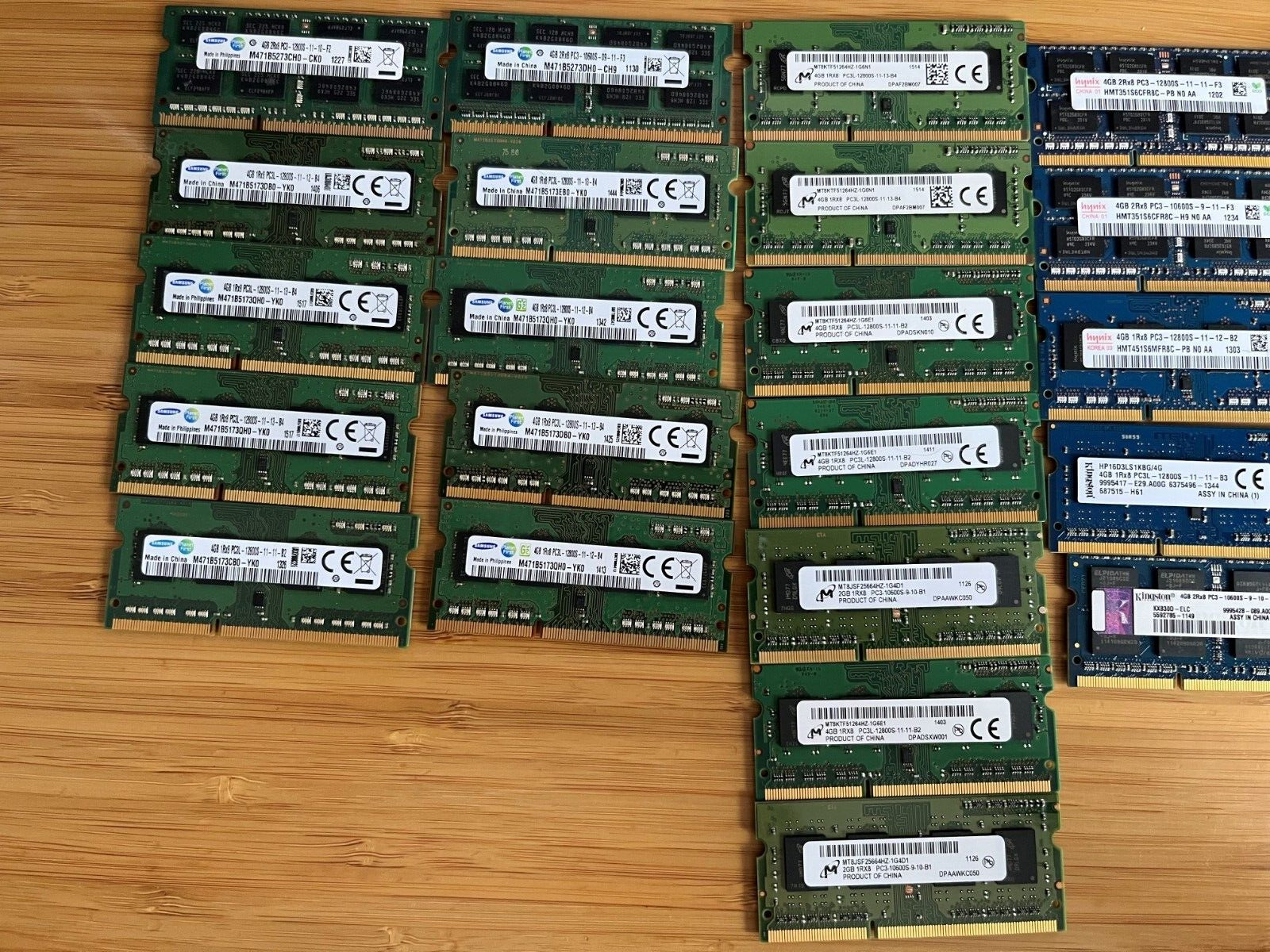43 LOT - 29 4GB - 14 2GB SO-DIMM Laptop Memory RAM - MIXED BRANDS