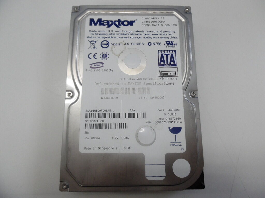 MAXTOR 6H500F0 500GB SATA 3,5 HARD DRIVE / PCB  AS IS DEFECT for parts/repair