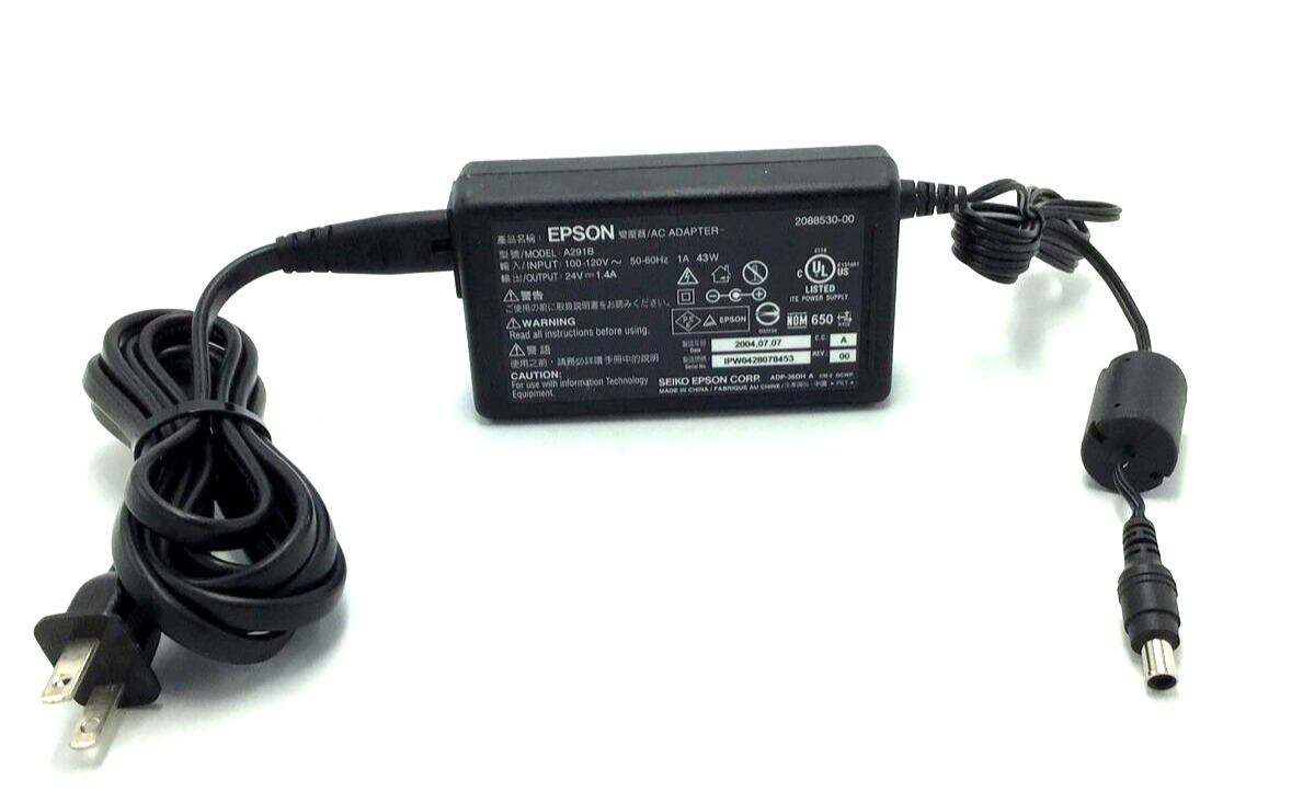 Epson AC Adapter Power Supply for 2480/2580 Scanners, A291B, 24V 1.4A, Genuine