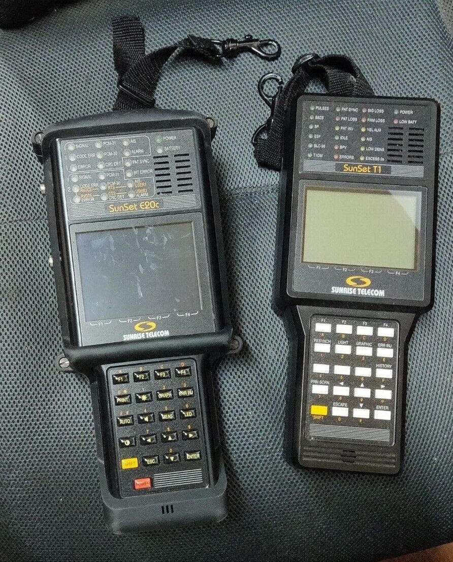 SUNRISE TELECOM SunSet E20c & T1 HandHeld Test Sets in backpack & T1 Manual