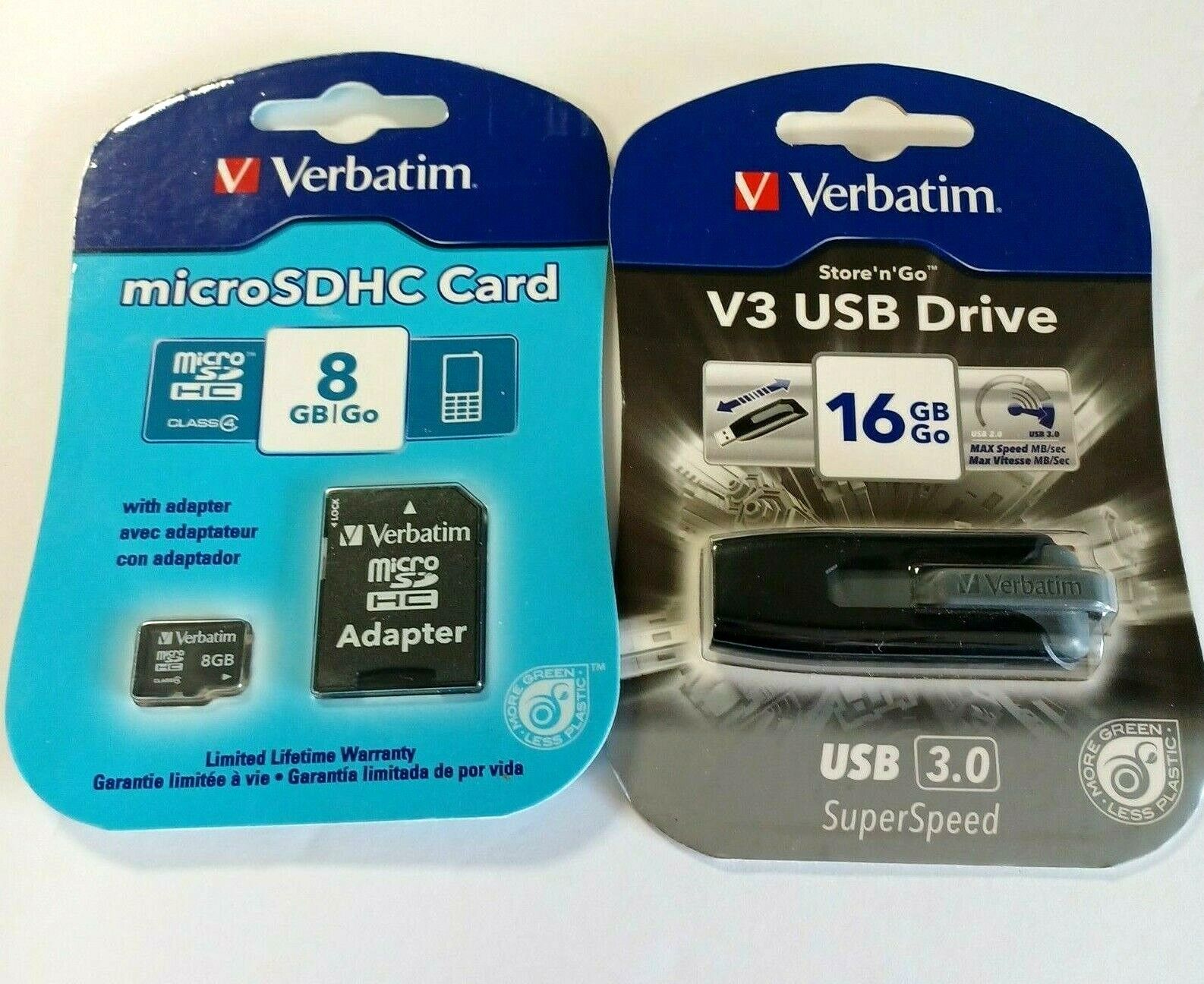 Verbatim 16Gb Flash Drive Usb 3.0 Store N Go V3 Retractable + 8Gb MicroSDHC Card