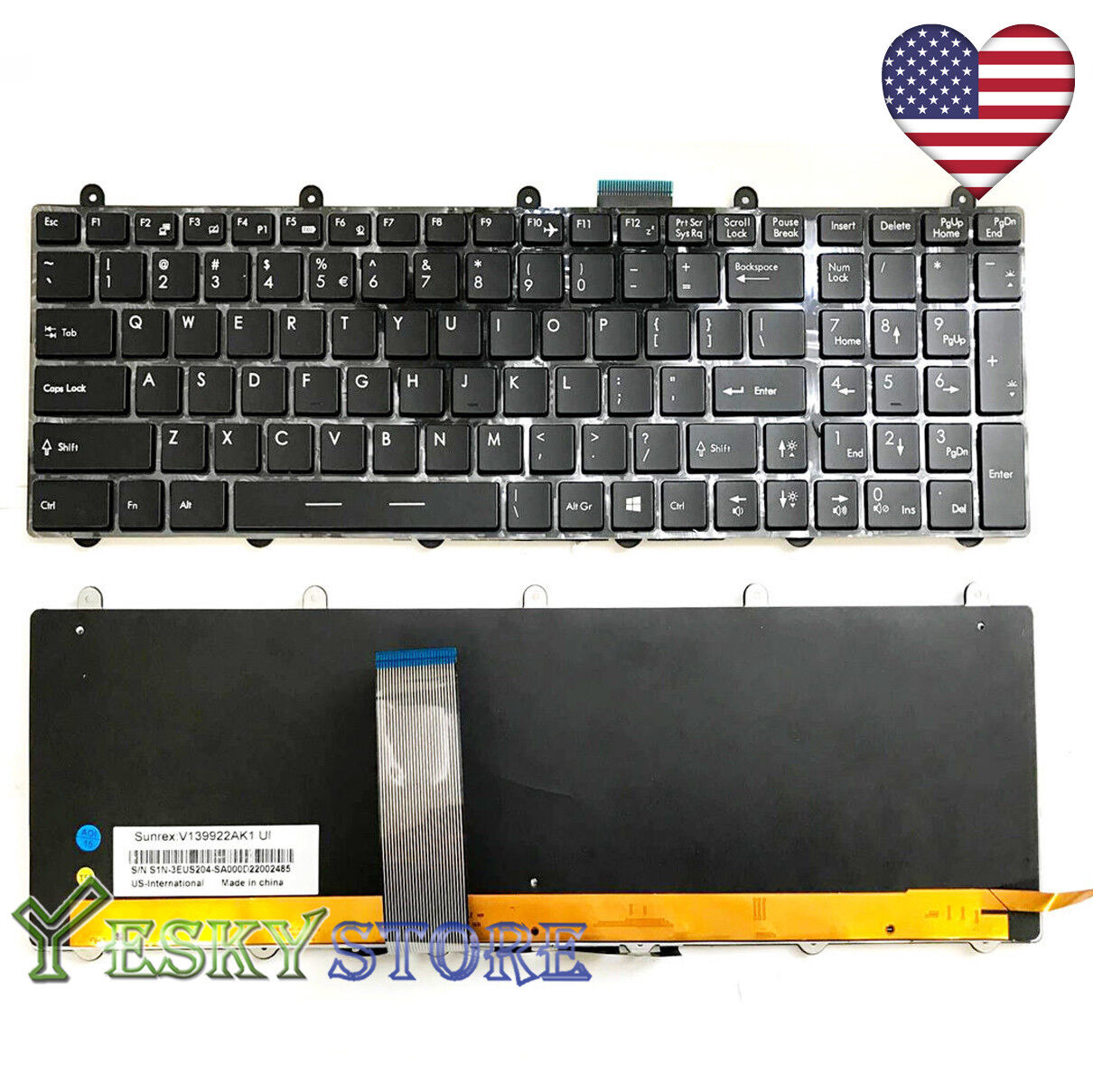 NEW For MSI GT60 GT70 GE70 GE60 MS-1762 Keyboard Full RGB Backlit USA V139922AK1