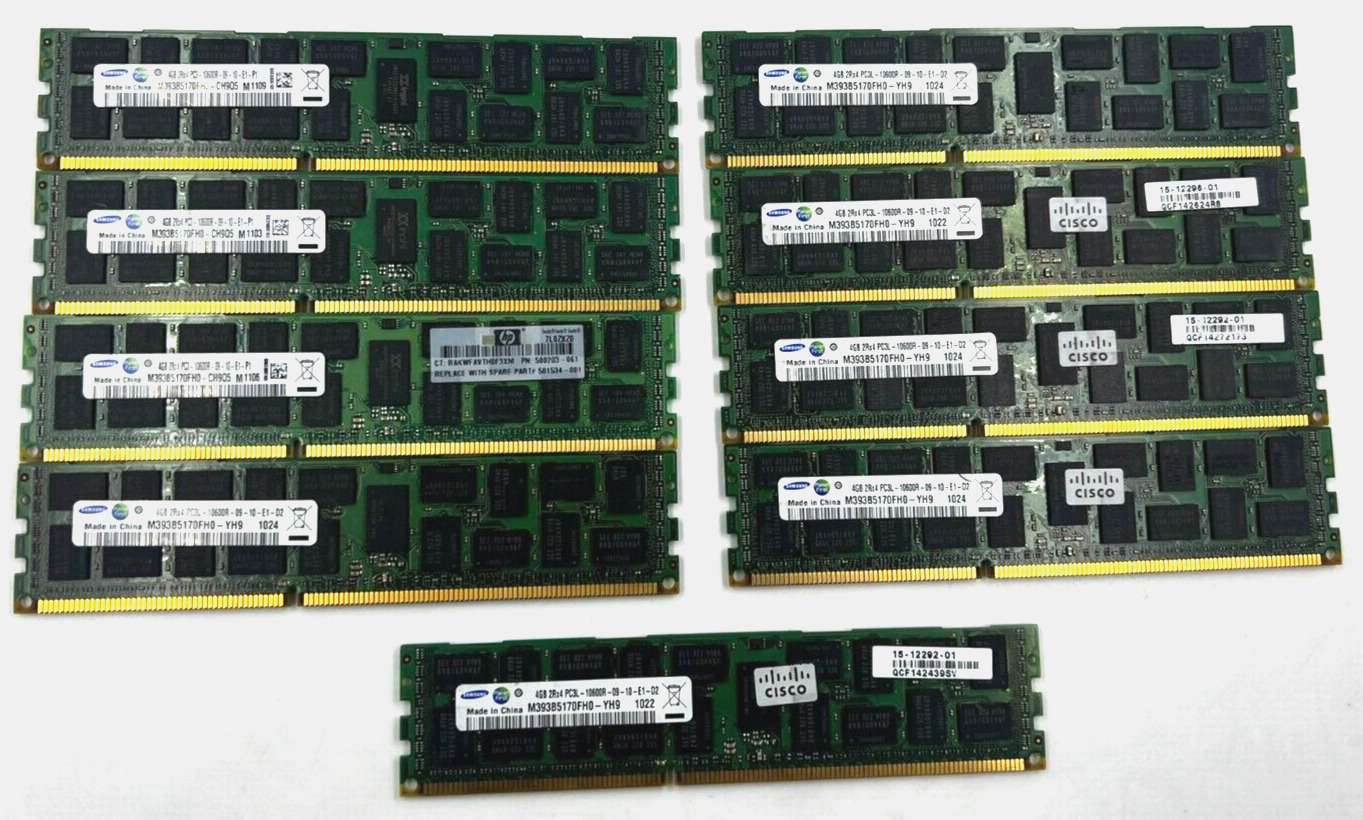 RAM - LOT OF 9 SAMSUNG M393B5170FH0-CH9Q5 4GB 2Rx4 PC3 10600R / TESTED