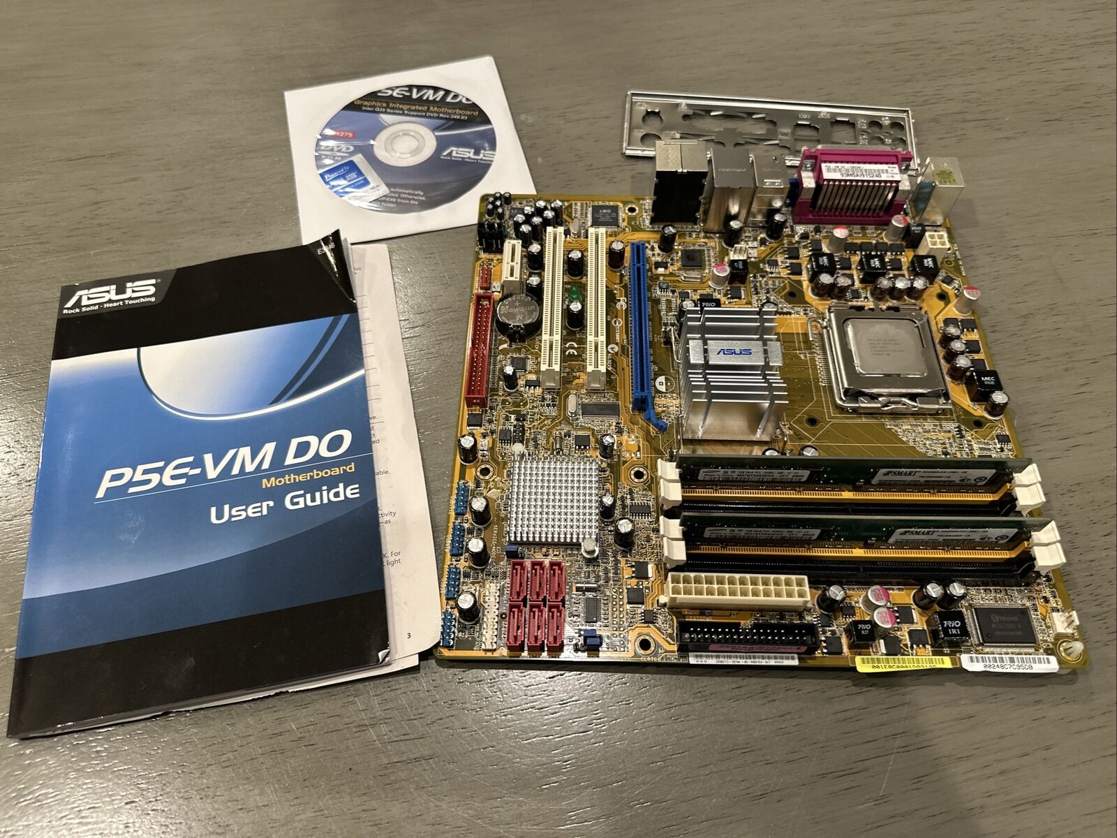 ASUS P5E-VM DO LGA775 Intel Q9550 Quad Core 2.8 ghz w/Backplate