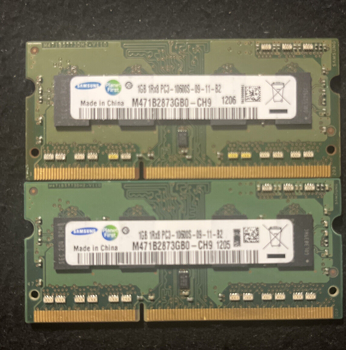 Genuine Samsung M471B2873GB0-CH9 Memory Laptop 2x1gb 1Rx8 PC3-10600S DDR3