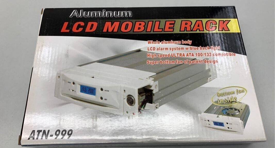 ATN-999-W (White) LCD Display IDE ATA133 Aluminum Mobile Rack