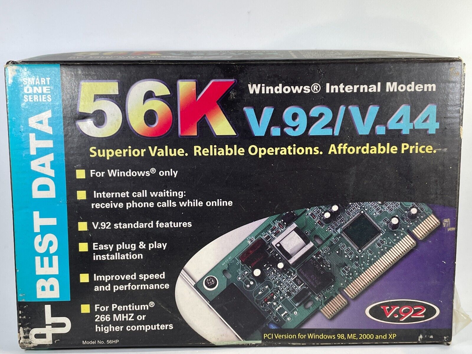 Vtg Best data windows internal modem 56K v.92/v.44 PCI Windows 98 ME 2000 XP
