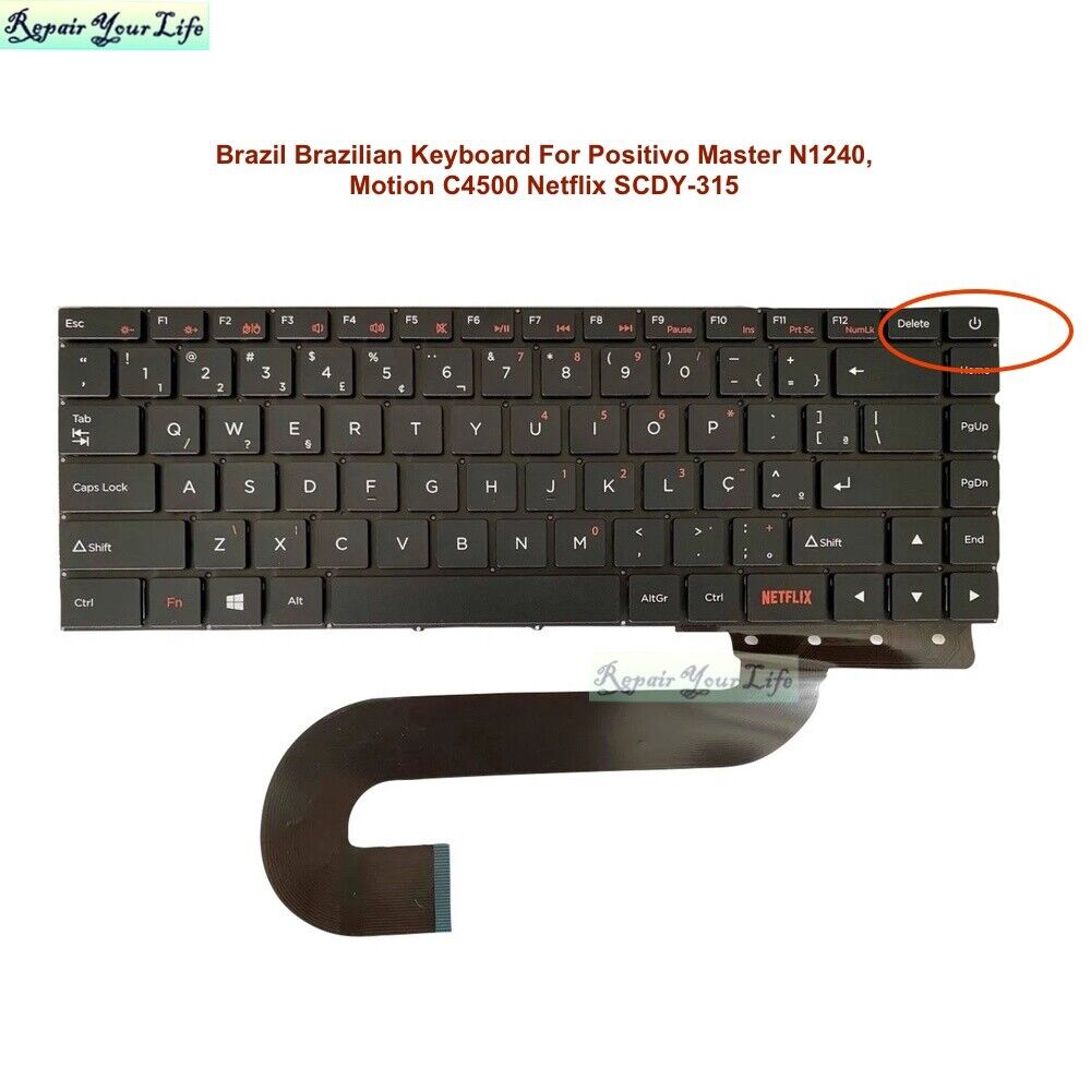 BR Brazilian Keyboard for Positivo Master N1240 Motion C4500 Netflix SCDY-315 