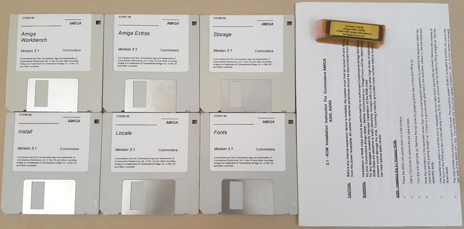 Amiga OS Operating System v3.1 ROM & Install Disks for Commodore Amiga 500 2000