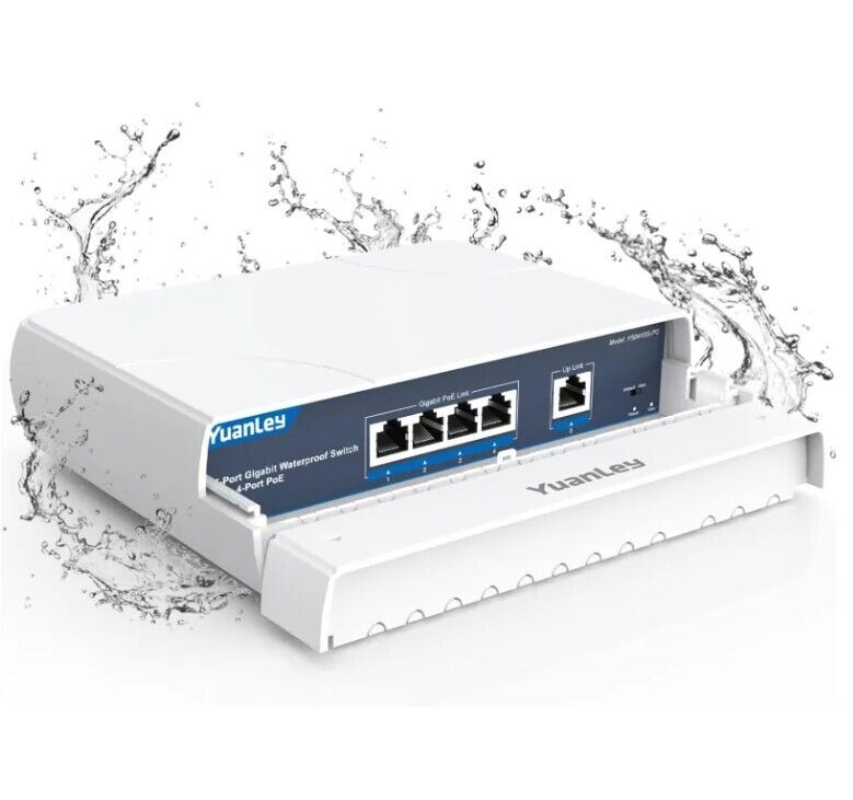 4-Port PoE Switch Gigabit- Waterproof Outdoor Ethernet Unmanaged Network