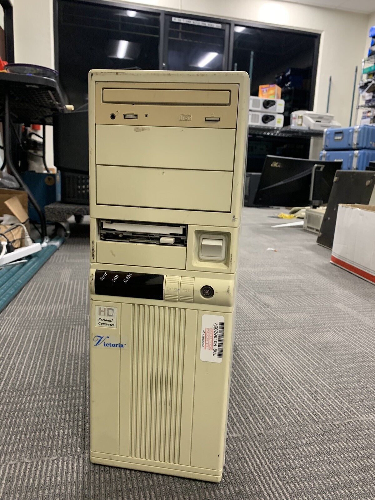 Vintage Baby AT Computer Tower Case with PSU + CD Drives/Floppy - READ