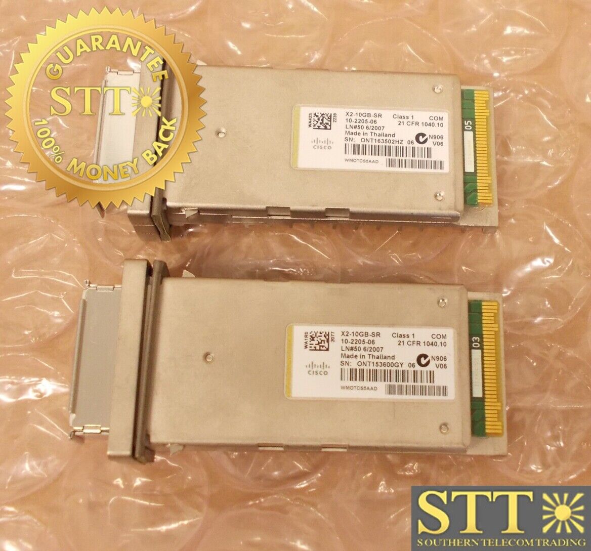 X2-10GB-SR CISCO CAT6513 10GBASE-SRX2 TRNSC MOD 10-2205-06 WMOTCS5AAD (LOT OF 2)