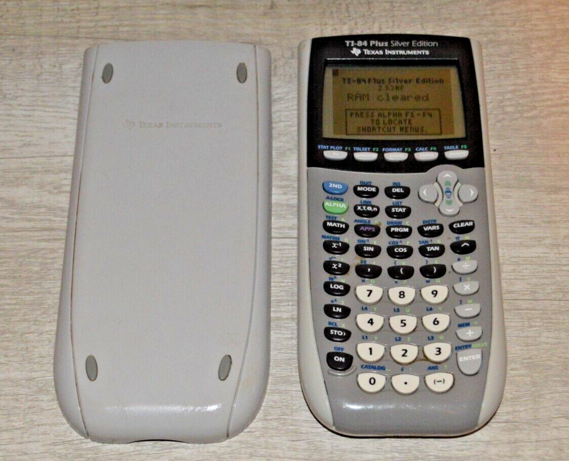 Texas Instruments TI-84 Plus Silver Edition Graphing Calculator Cover Tested VG