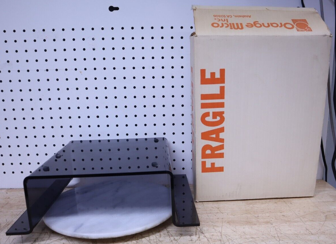 Rare Vintage NOS NEW Orange Micro Apple Desktop PC Black Lucite Desk Stand Base