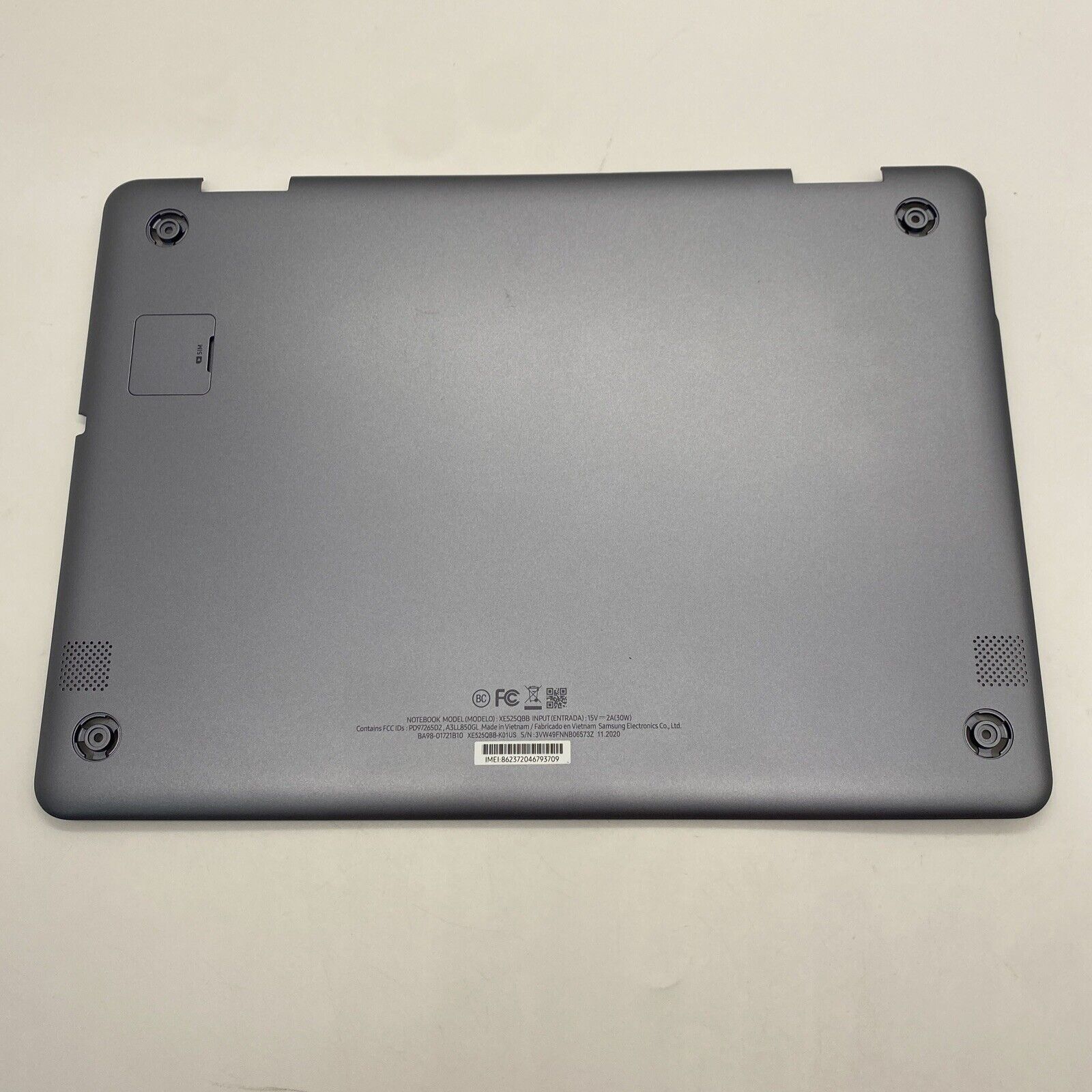 Samsung XE525QBB-K01US Chromebook Bottom Case Lower Cover BA98-01709A