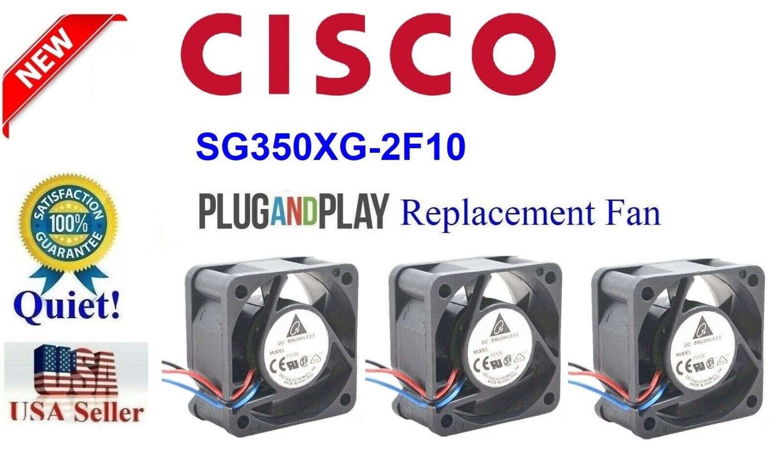 *Quiet* Cisco SG350XG-2F10 Replacement Fans 3x Delta low Noise Best Home Office