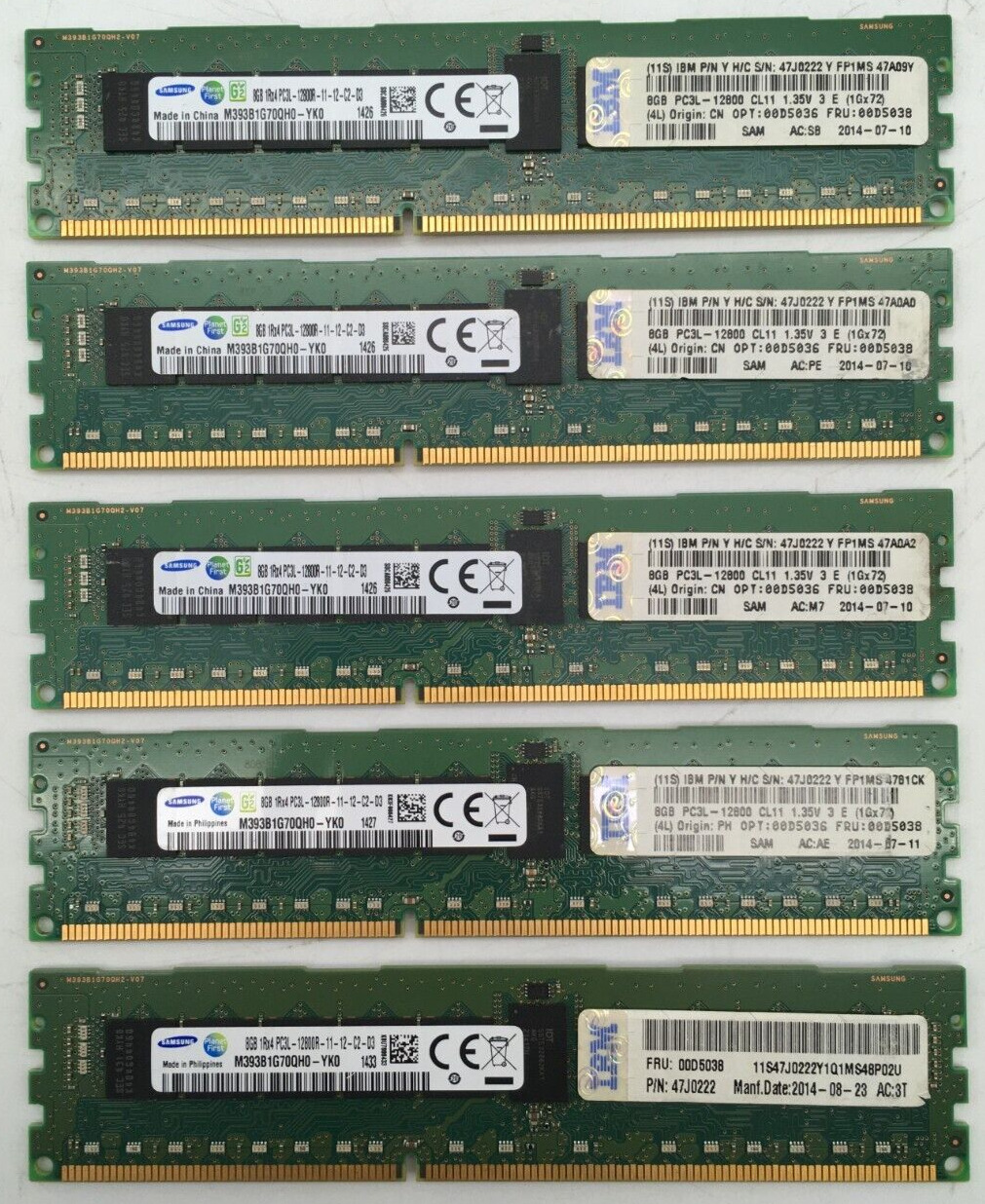 Samsung M393B1G70QH0-YK0 8GB PC3-12800 DDR3-1600MHz ECC Server Memory RAM