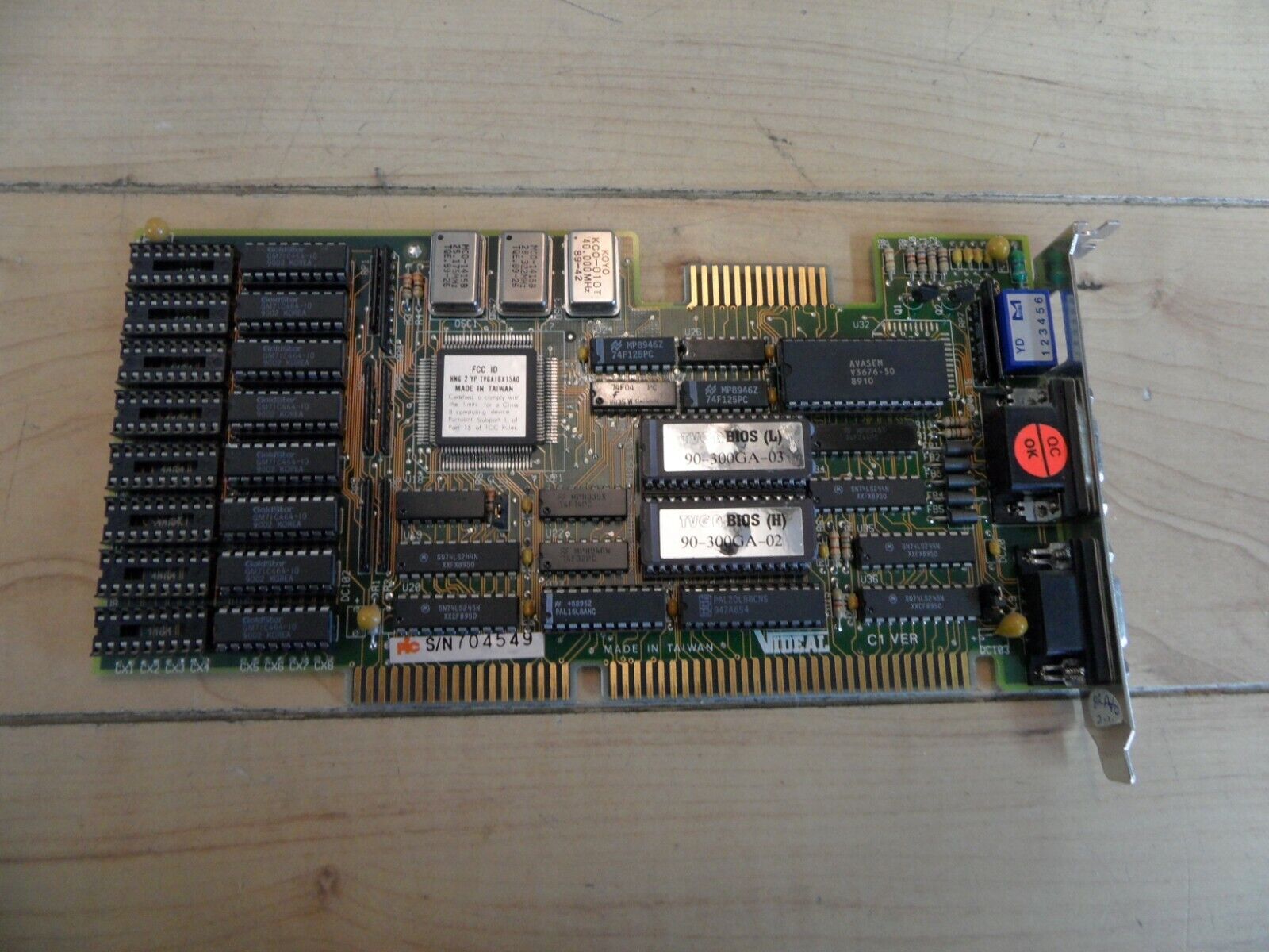 Ideal ISA VGA Mono Video Card 16 Bit Pulled From Working Computer TVGA