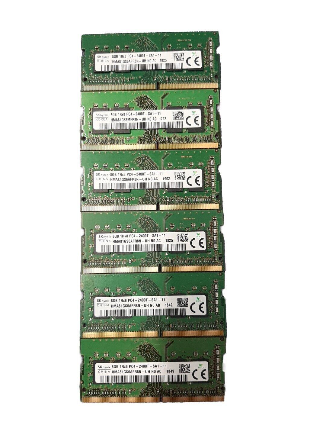 Lot Of (6) 8gb RAM PC4-DDR4 Laptop RAM *Assorted Brands*