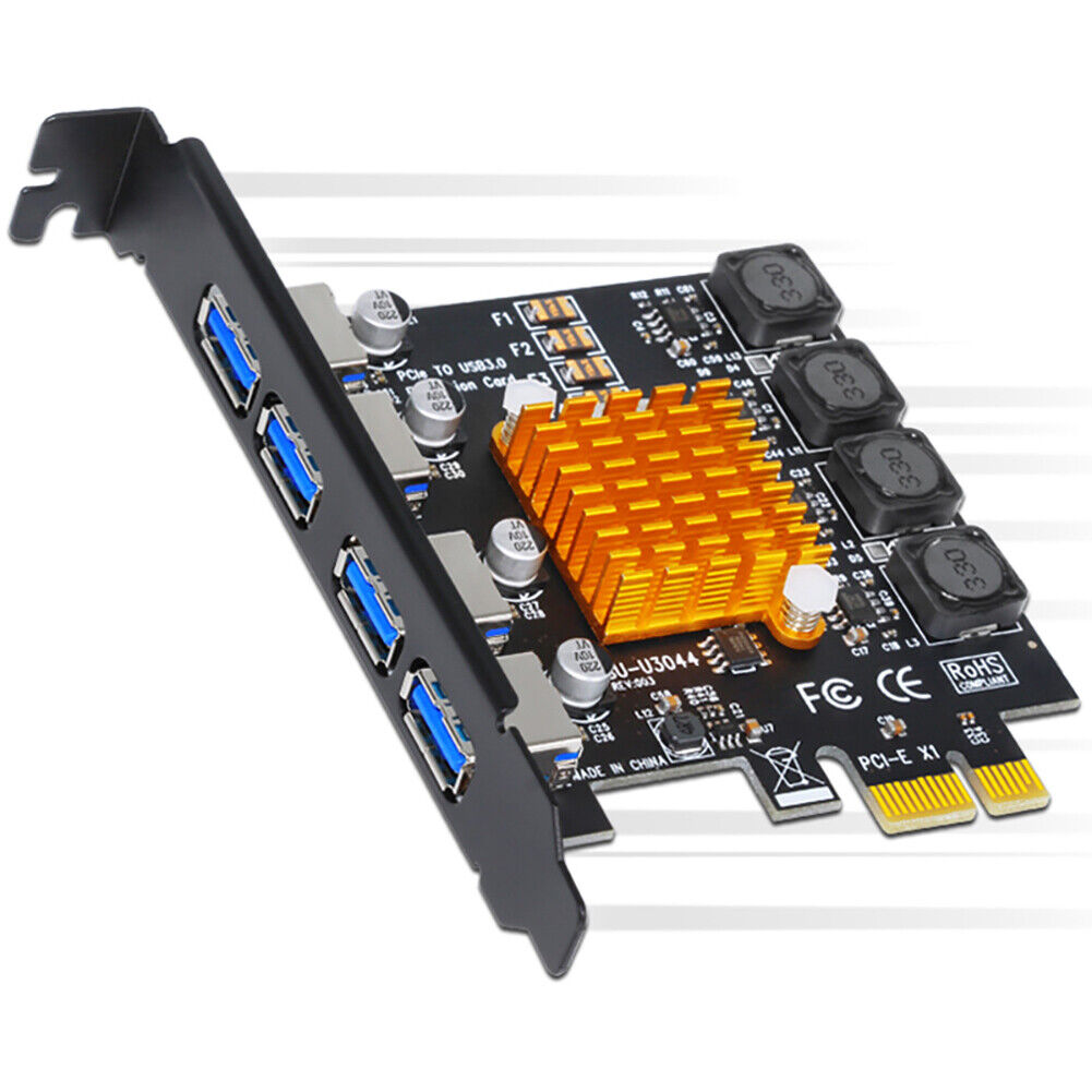 5Gbps 4 Port PCI-E to USB 3.0 Expansion Card Adapter for Windows XP/Vista/7/8/10