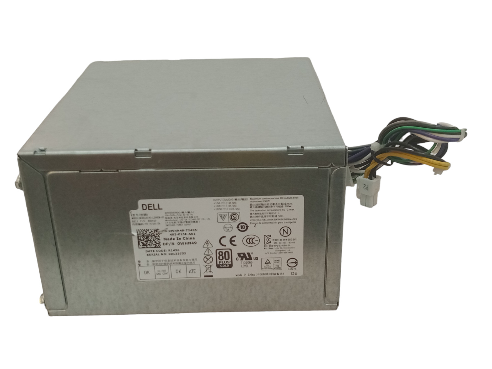 Dell/Lite-On L290EM-00 0WHN49 290W 80 Plus Gold ATX Switching Power Supply (PSU)