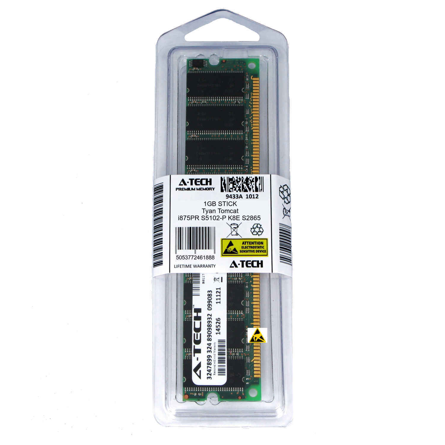 1GB DIMM Tyan Tomcat i875PR S5102-P K8E S2865 S2865AG2NRF PC3200 Ram Memory