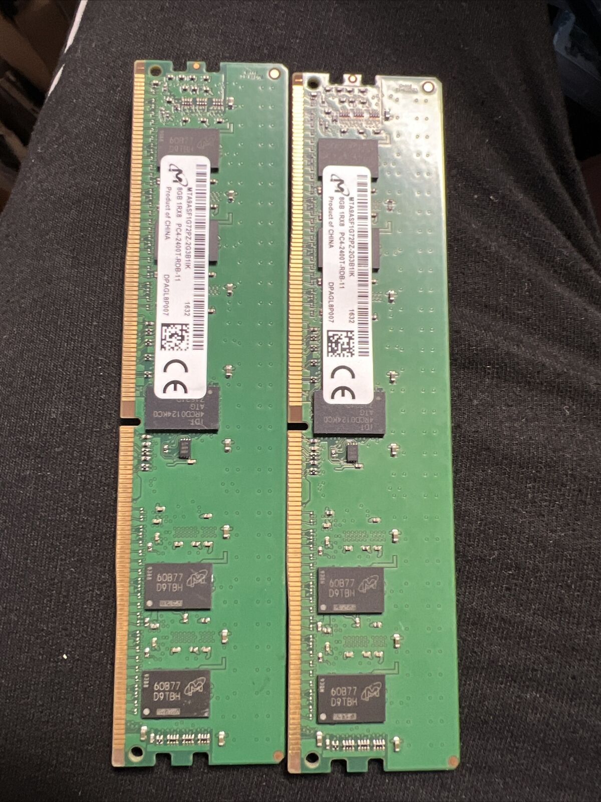 (2) Micron 8GB 1RX8 DDR4 PC4-2400T Desktop RAM
