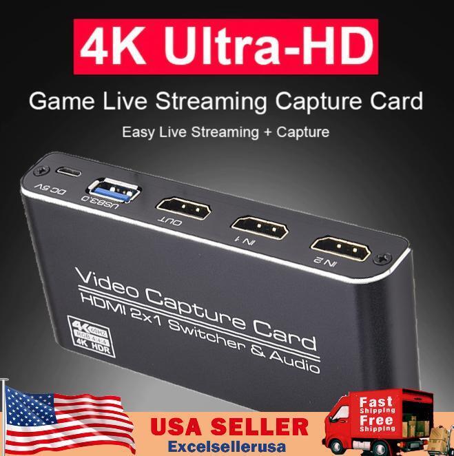 4K 2 in 1 USB3.0 Video Capture Card HDM 2X1 Switcher ＆Audio Loop Game Recorder