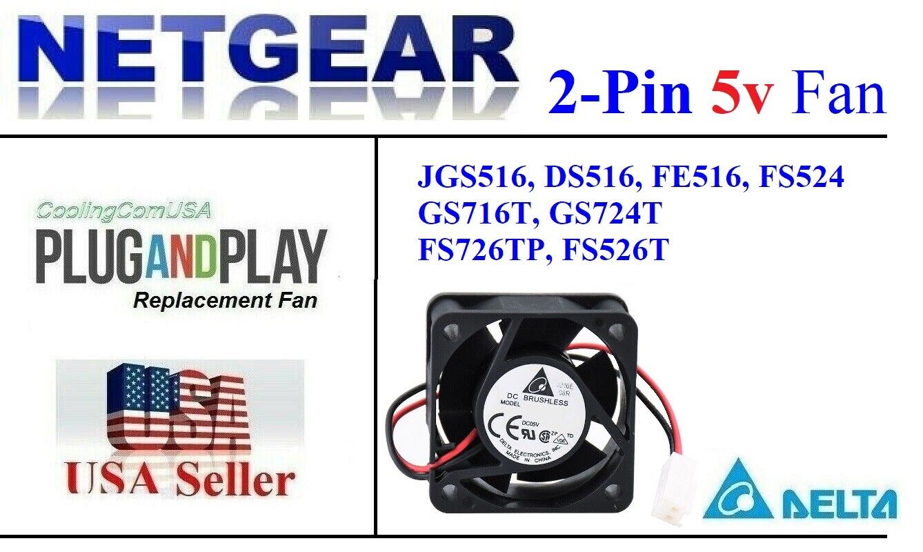 1x Netgear 2-pin 5v Fan for JGS516 JGS524 DS516 FE516 FS524 FS726TP FS526T