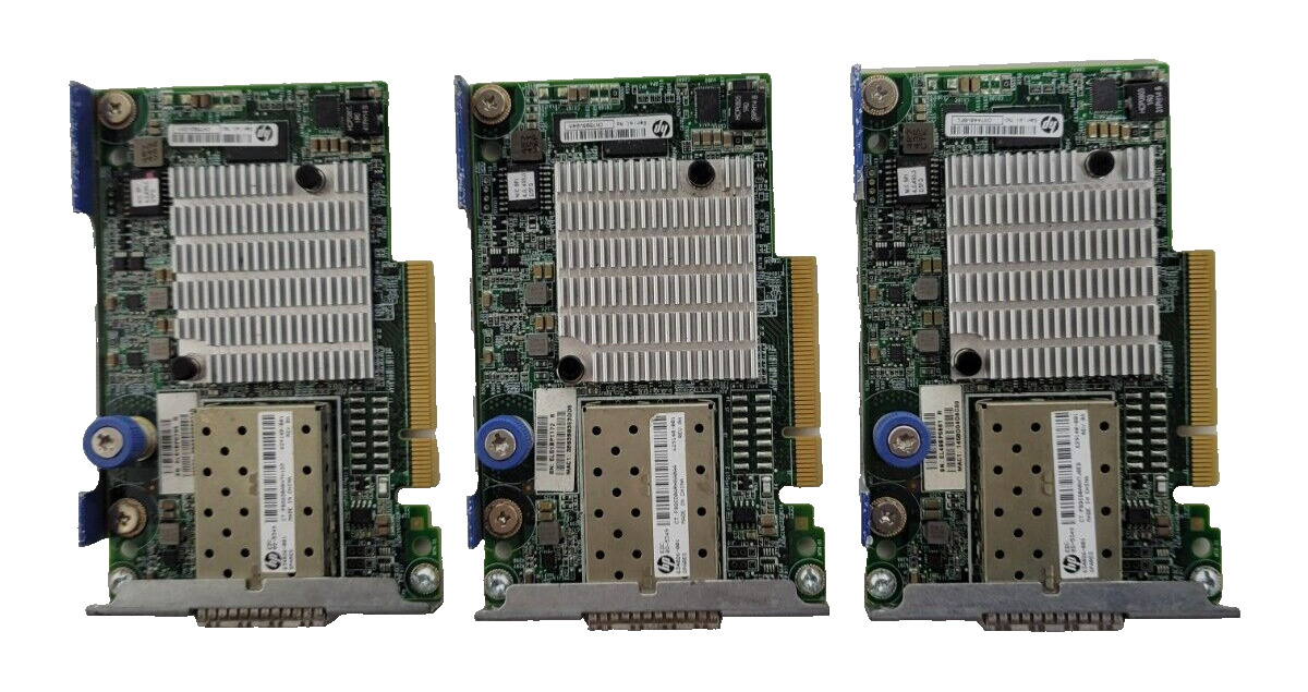 LOT OF 3 HP FlexFabric 634026-001 10/40Gbps PCI-e Dual Port SFP Ethernet Adapter
