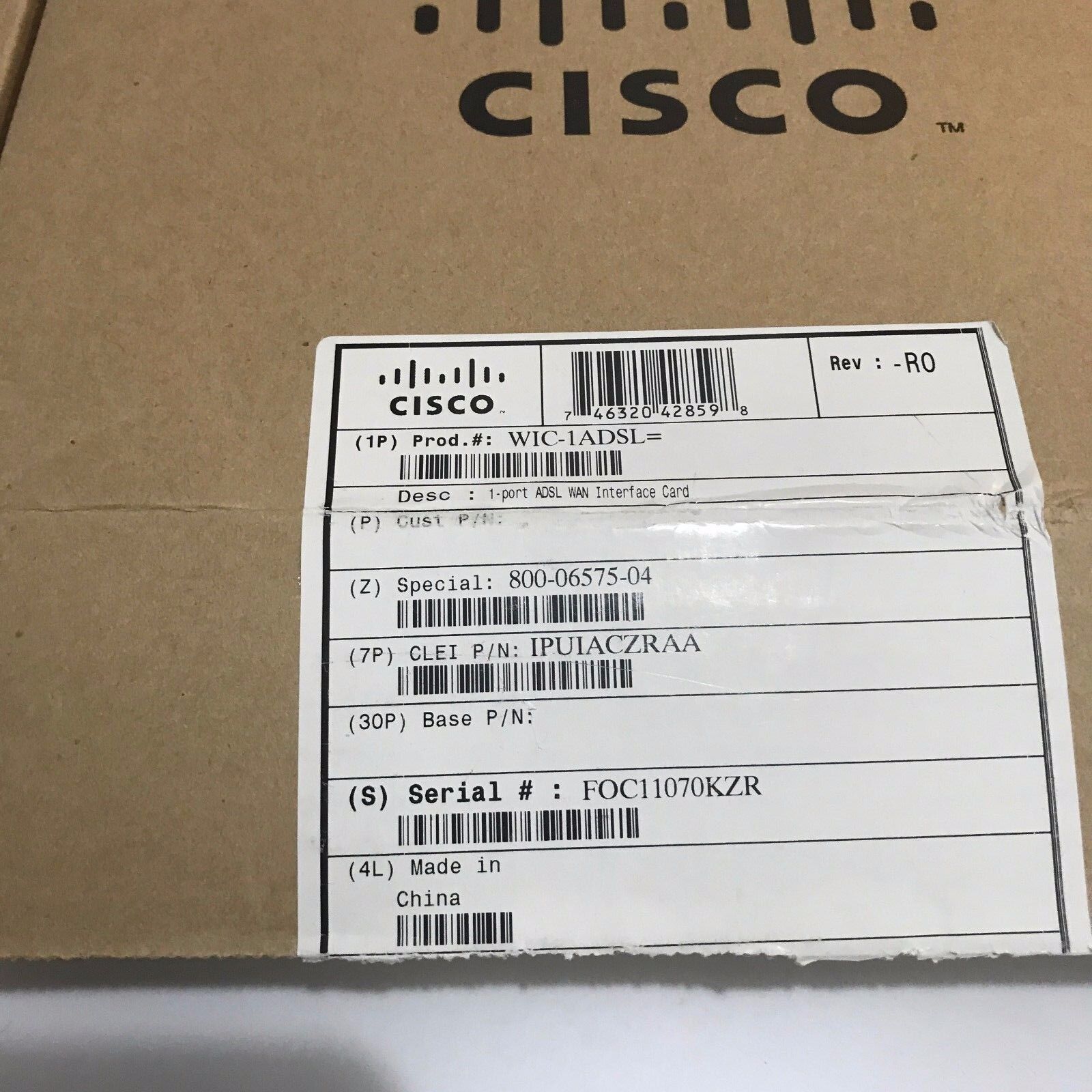 Cisco WIC-1ADSL 1-port ADSL WAN Interface Card NEW