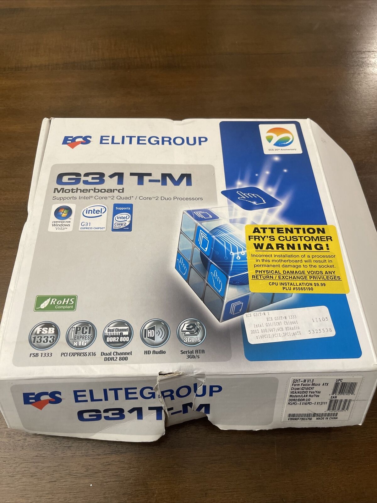 EliteGroup Computer Systems G31T-M, LGA 775/Socket T, Intel Motherboard free shi