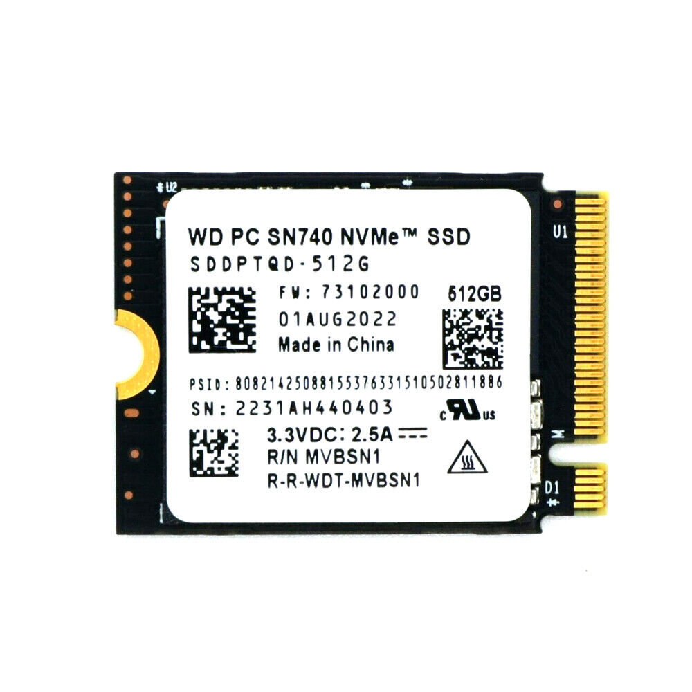 WD SN740 512GB 1TB 2TB M.2 2230 SSD NVMe PCIe4x4 PC For Steam Deck ASUS ROG Flow