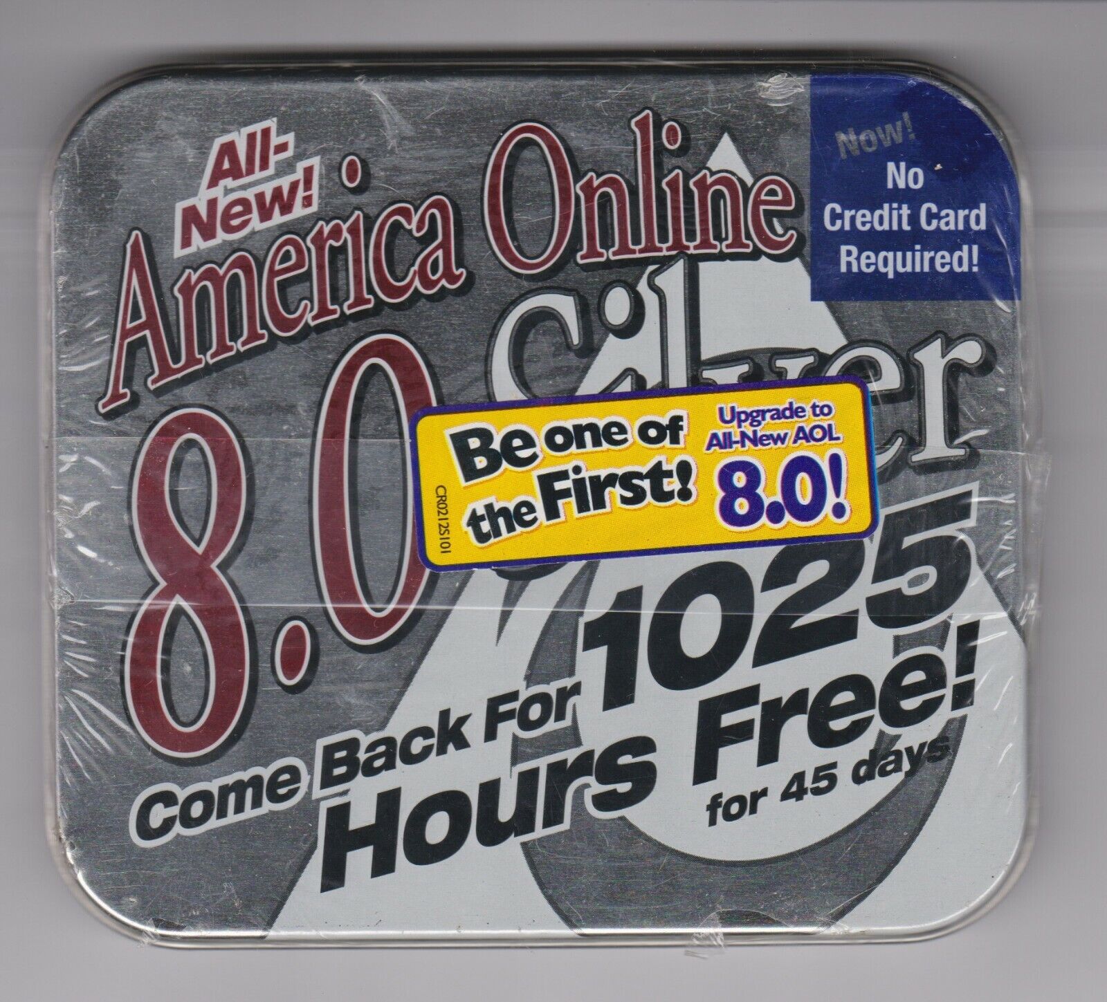 AOL America Online Windows 8.0 Silver tin CD case sealed never used 