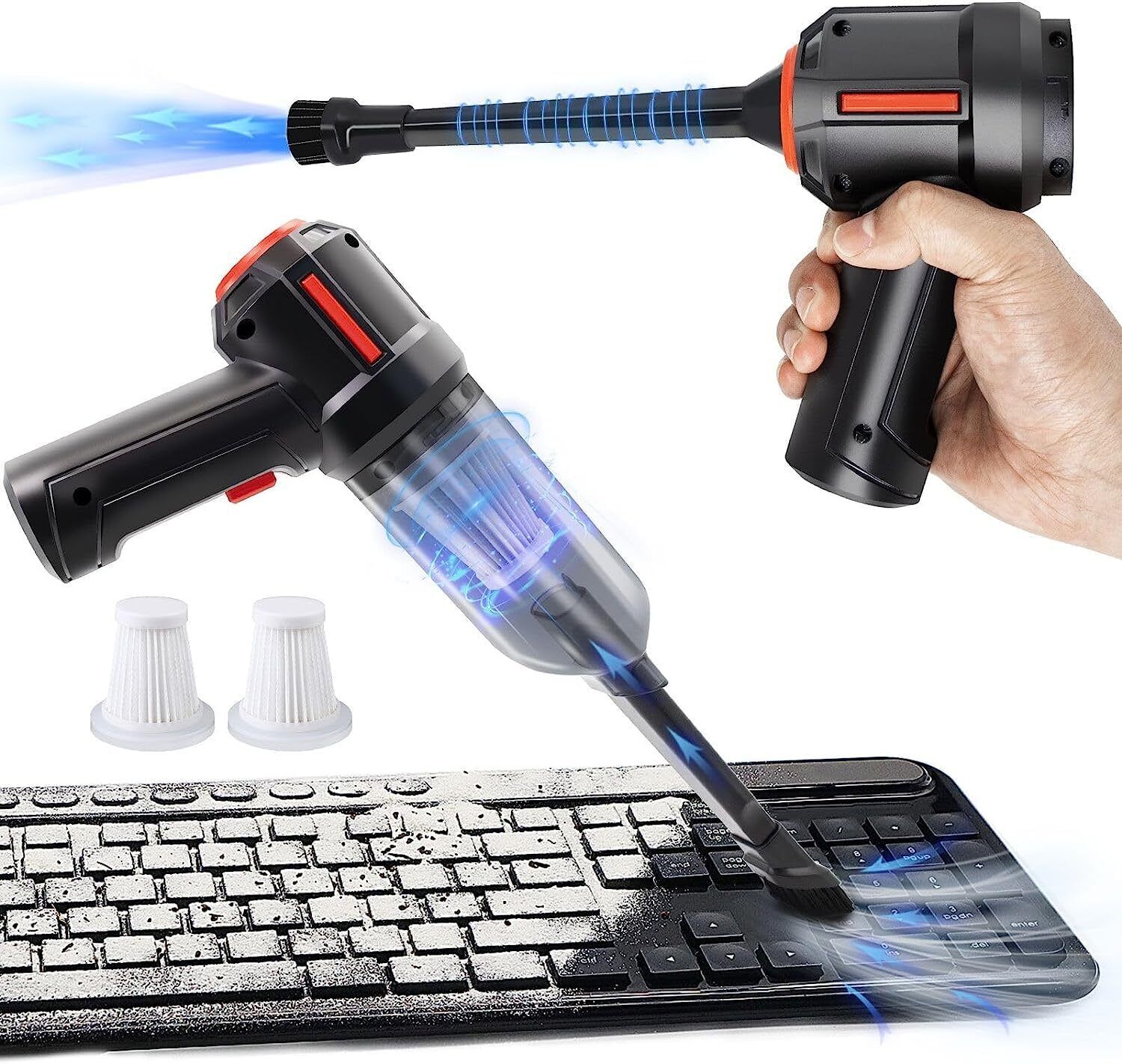 3-In-1 Computer Vacuum Cleaner - Air Duster - for Keyboard Cleaning - Cordless