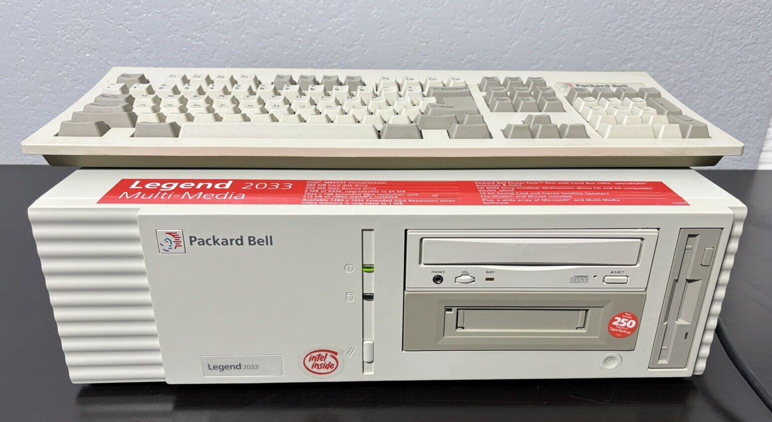 Packard Bell Legend 2033 Vintage Desktop Computer 486 CD Rom Tape Drive READ PC