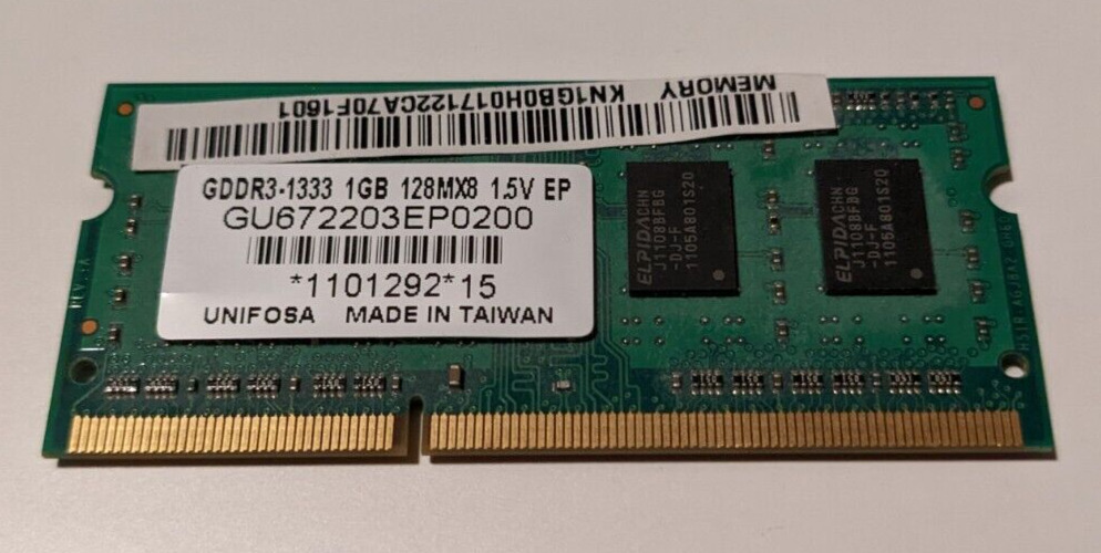 Unifosa GU672203EP0200 1GB PC3 10600 DDR3 1333mhz SoDimm Memory Laptop