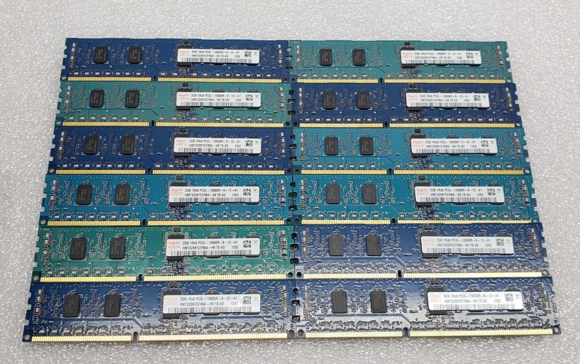 (Lot Of 12) HYNIX HMT325R7CFR8A-H9 2GB 1Rx8 PC3L-10600E ECC Memory Ram #99
