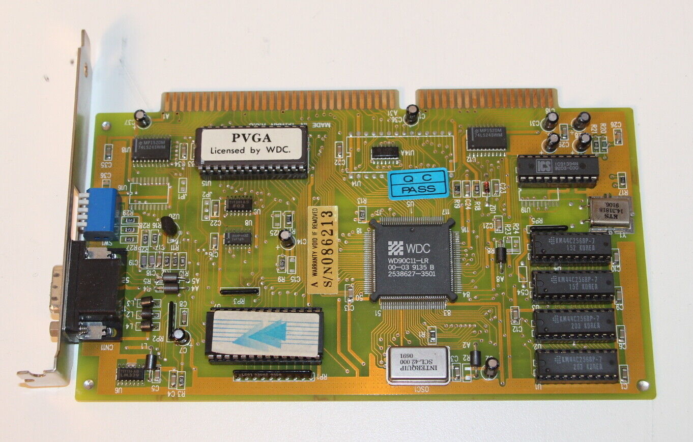 Western Digital WD90C11-LR 16-Bit ISA Video Card 15-Pin VGA WDC PVGA 