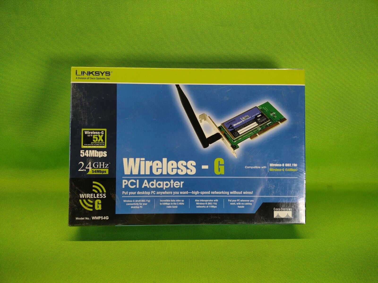 Linksys Wireless-G PCI Adapter Wi-Fi Card 2.4GHz Network WMP54G NIB Non-Compact