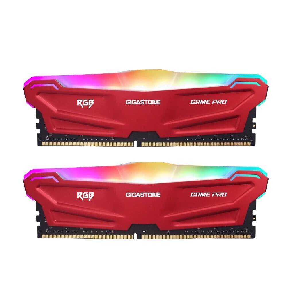 【DDR4 RAM】Gigastone Red RGB Game PRO Desktop RAM 32GB (2x16GB) DDR4-3200MHz PC4