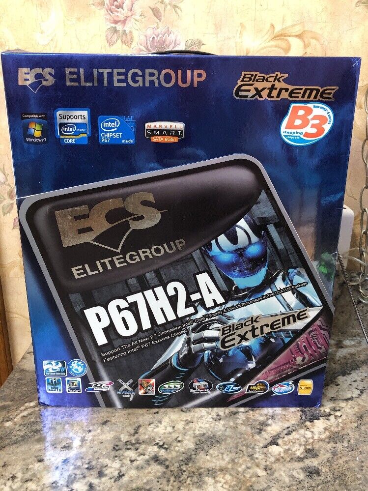 Rare New Open Box Elitegroup Black Extreme Motherboard P67H2-A