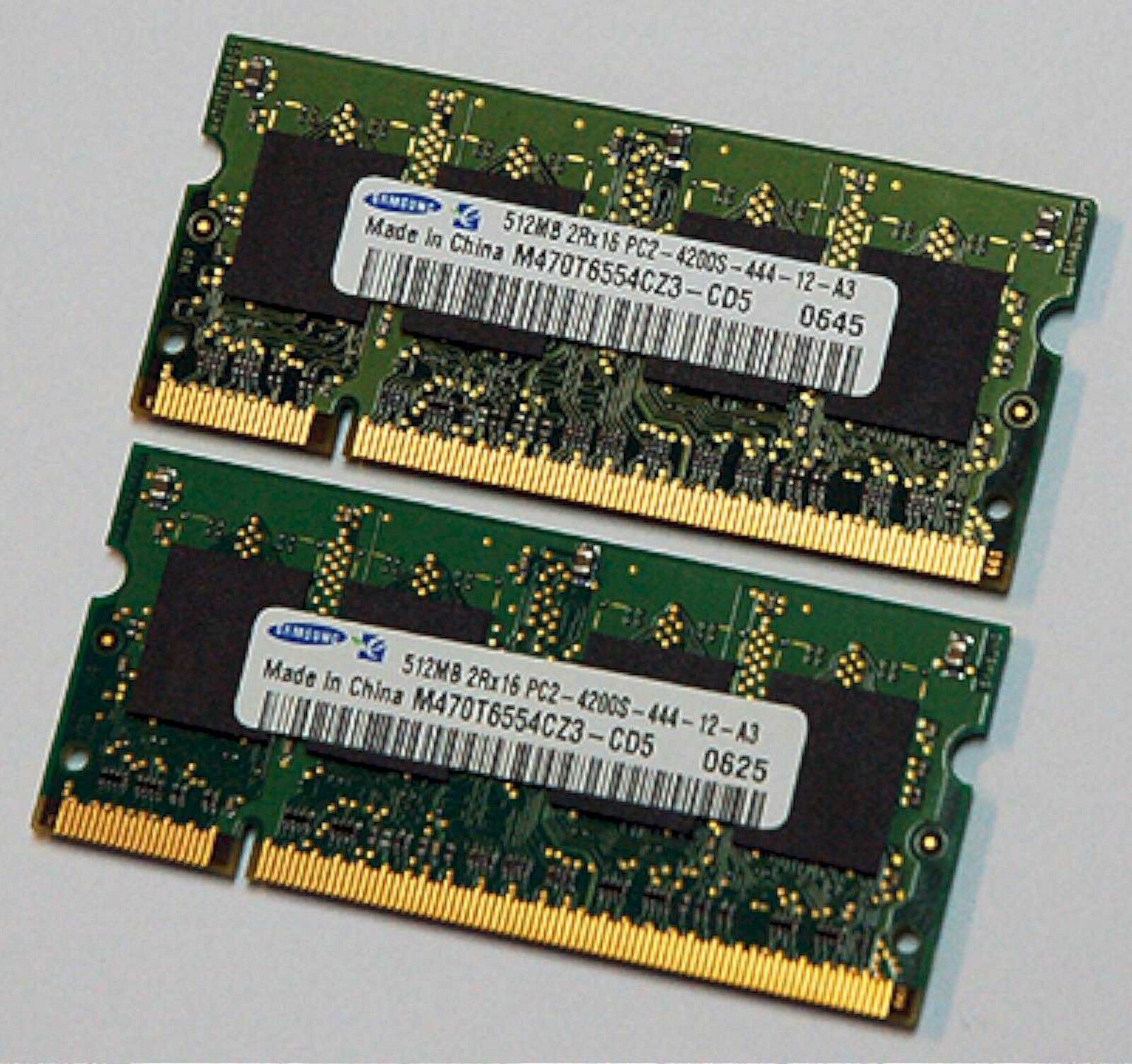 SAMSUNG Laptop 1GB=2x512mb DDR2 RAM Memory Sticks PC2-4200S-444-12-A3 PC4200 OEM