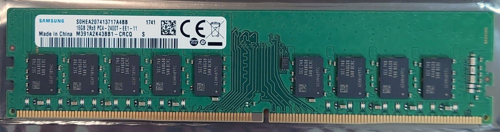 SAMSUNG 16GB DDR4 2400 Mhz PC4-2400T-EE1-11 ECC Server Memory M391A2K43BB1-CRCQ